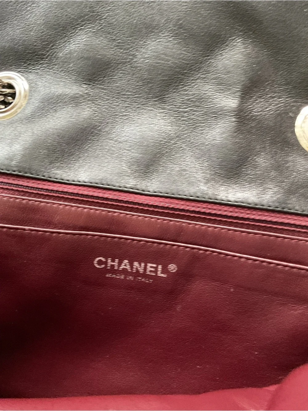 CHANEL Black Quilted Large Flap Shoulder Bag with Silver Chain
